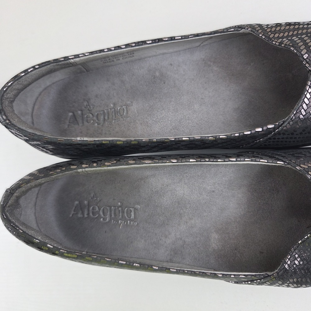 Alegria Women's Flirt‎ Dazzler Leather Pewter Wedge Size 9.5 - Picture 6 of 12